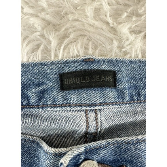 Uniqlo Men’s Jeans Slim Straight Distressed Mid-Rise Medium Wash Pants Size 32 - Picture 7 of 10